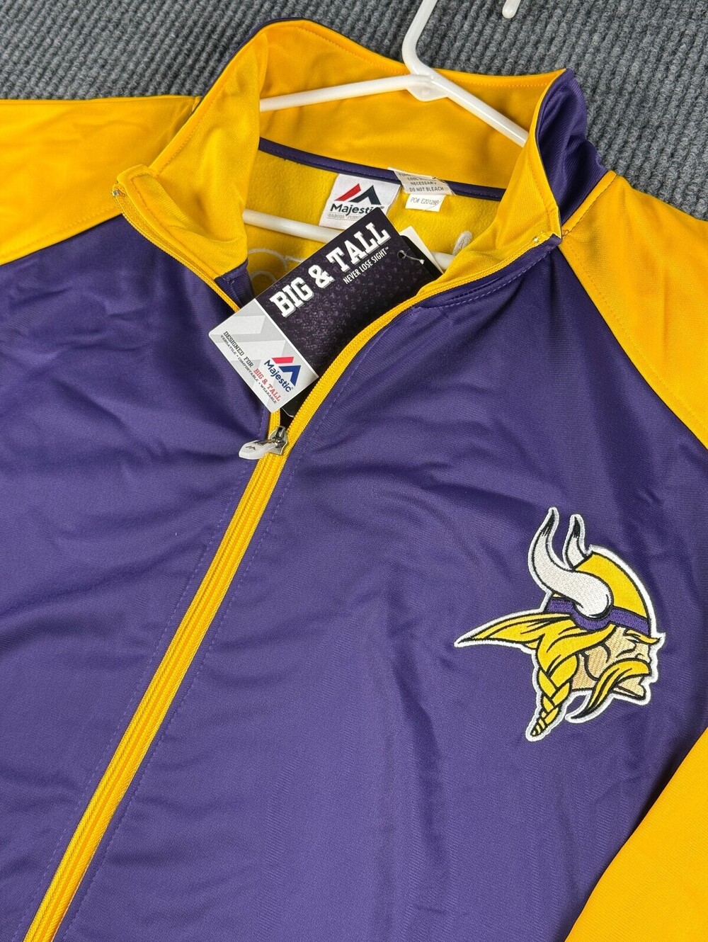 NWT Majestic NFL Team Apparel Big & Tall Mens 3XT Minnesota Vikings Zip Jacket